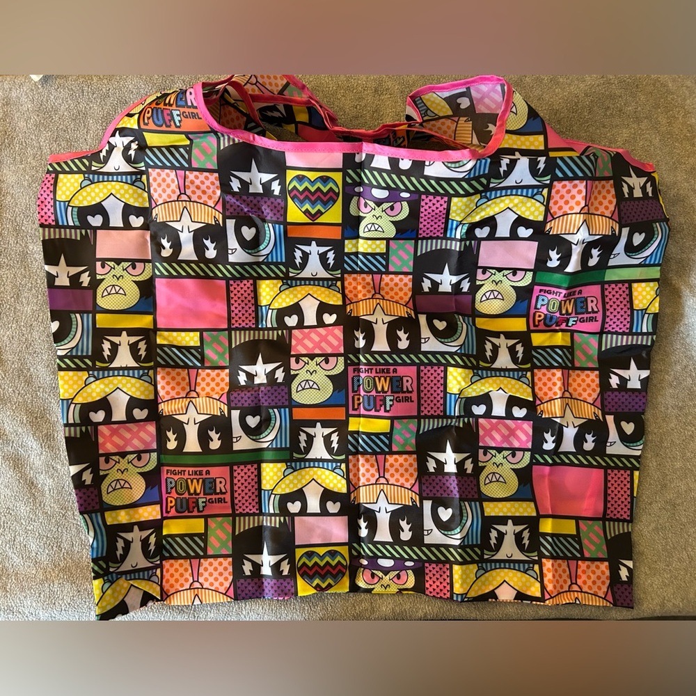 PowerPuff Girls Large Foldable Tote Bag with carrying pouch